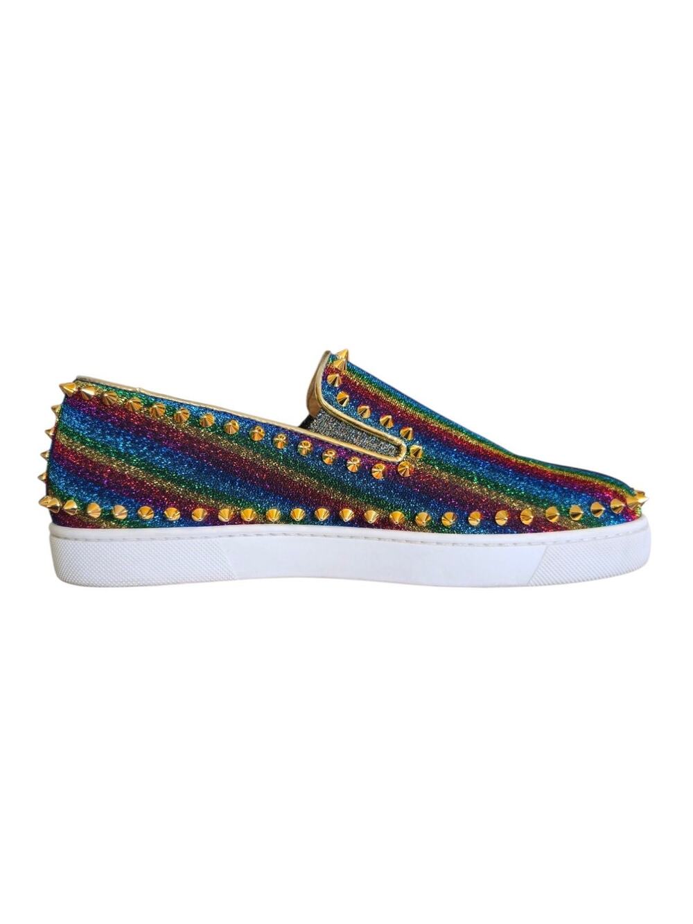 Christian Louboutin Rainbow Gold Spiked Loafer Flats